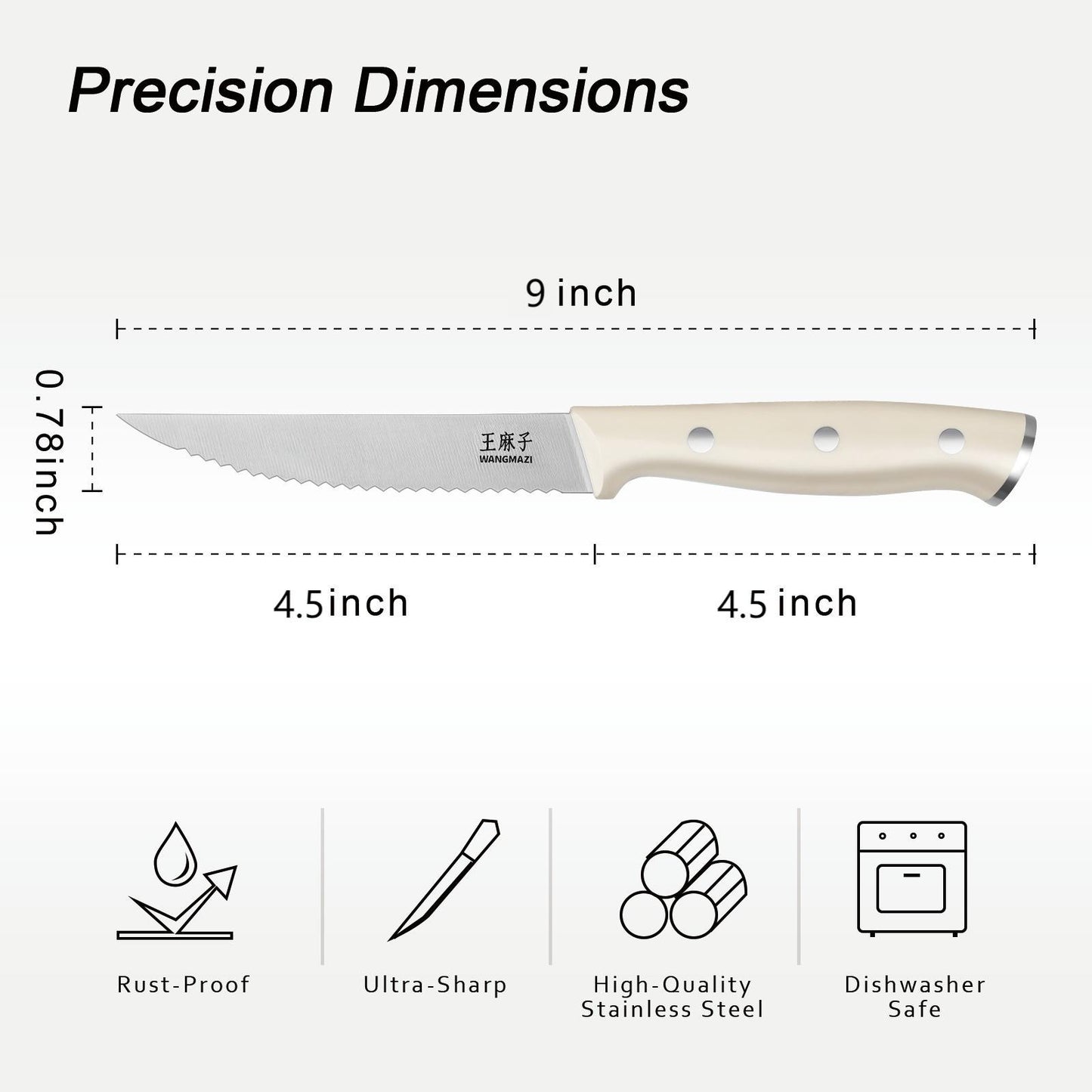 WANGMAZI 4-Piece Steak Knife Set(Ivory)