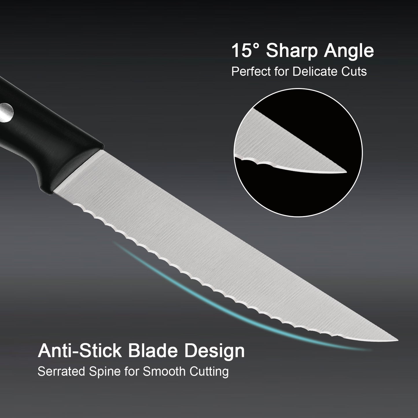 WANGMAZI 4-Piece Steak Knife Set(Black)