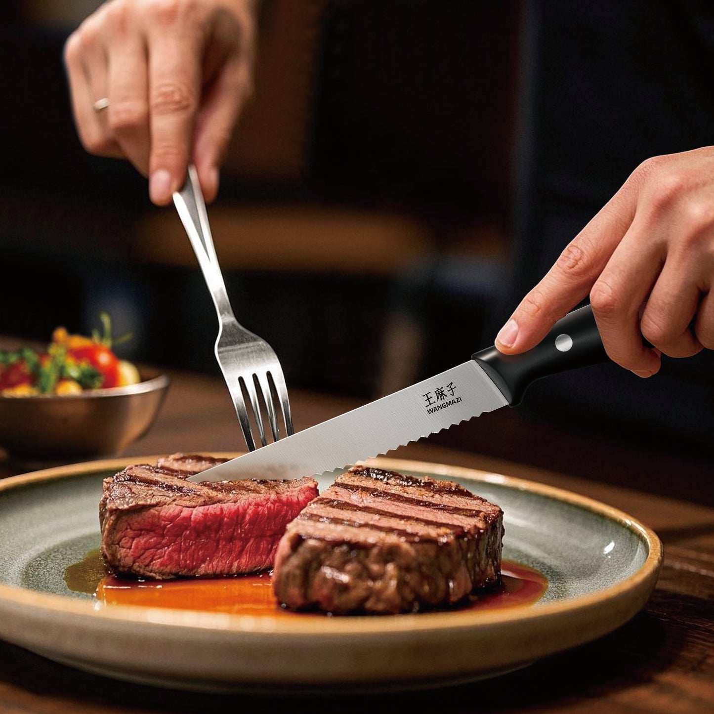 WANGMAZI 4-Piece Steak Knife Set(Black)