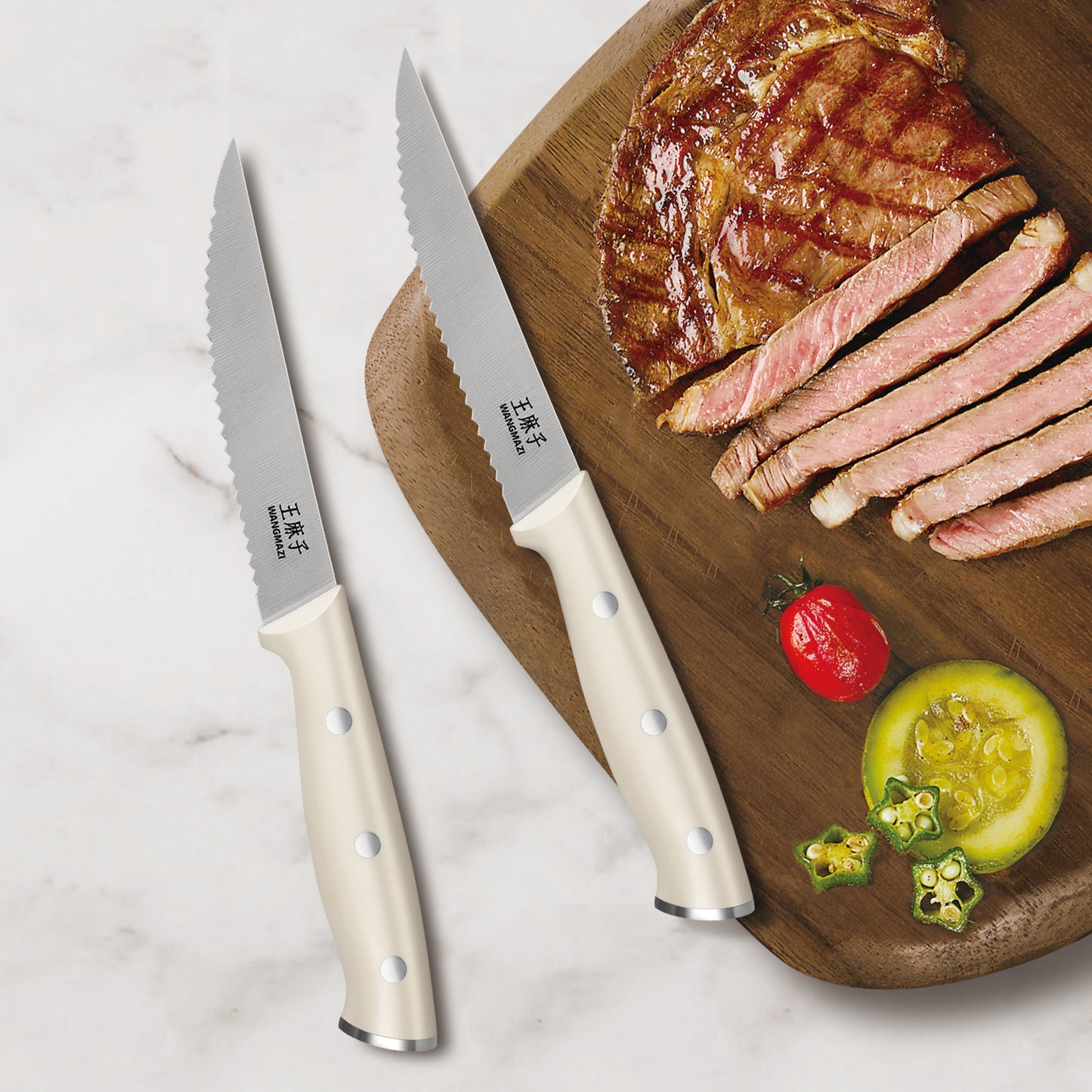 WANGMAZI 4-Piece Steak Knife Set(Ivory)