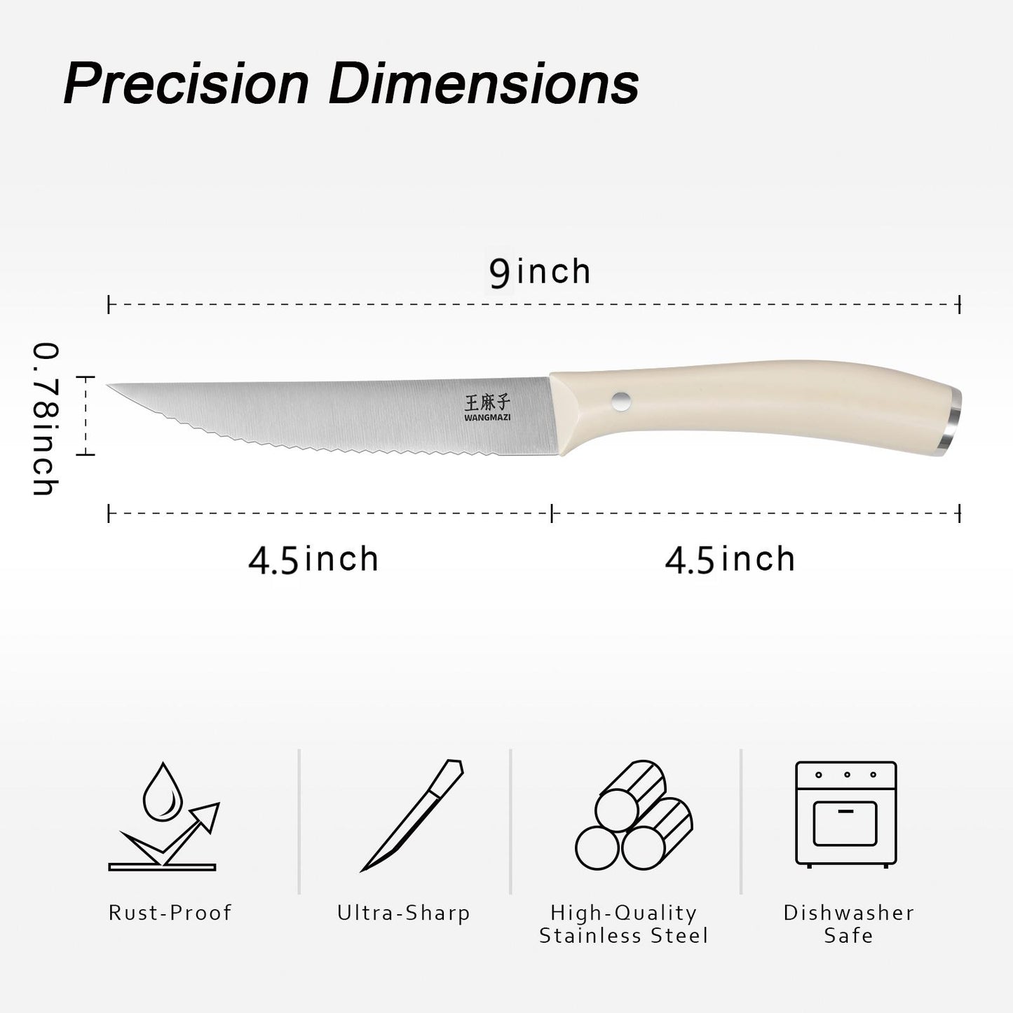 WANGMAZI Premium Steak Knife Set-4pcs