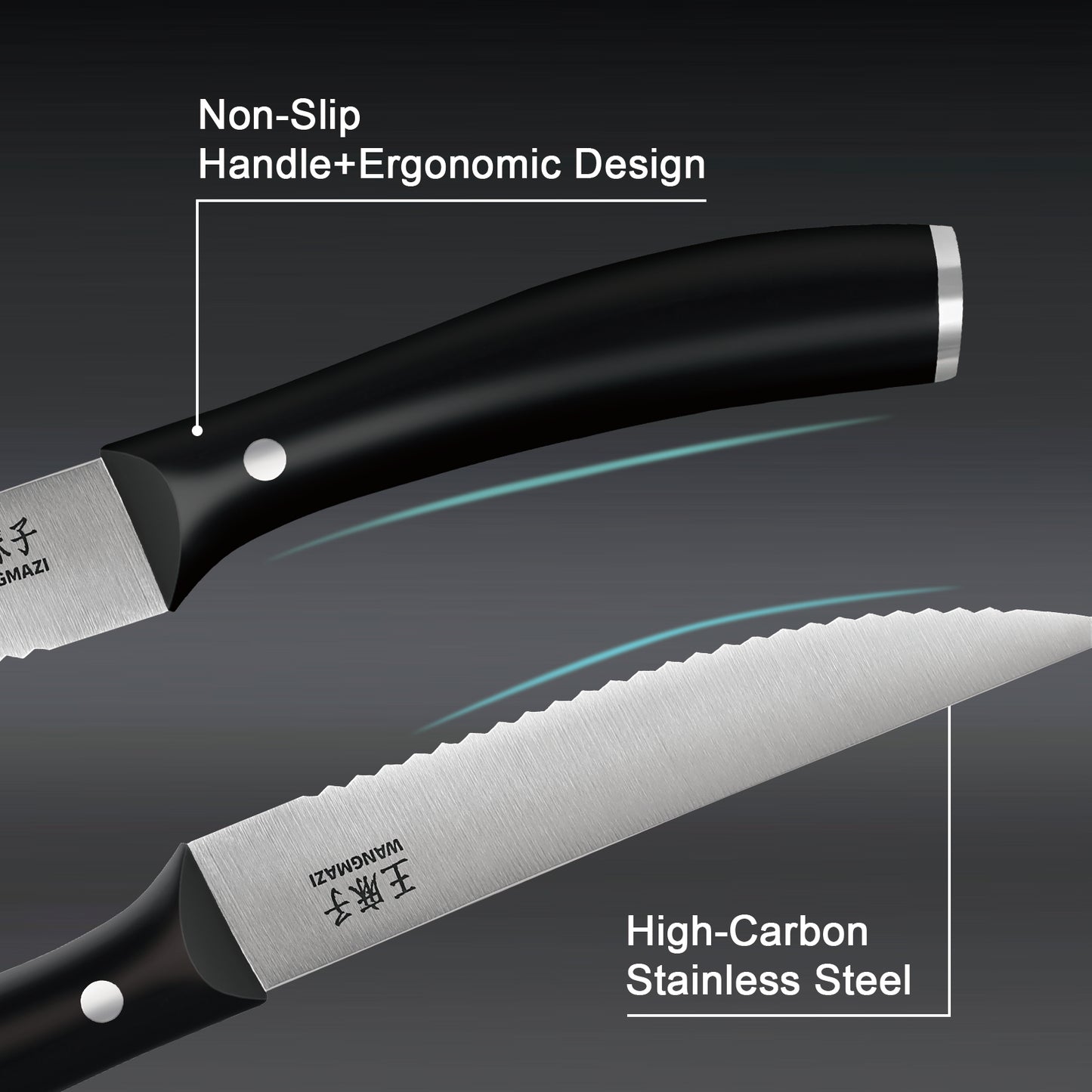 WANGMAZI Professional Steak Knife Set-4pcs