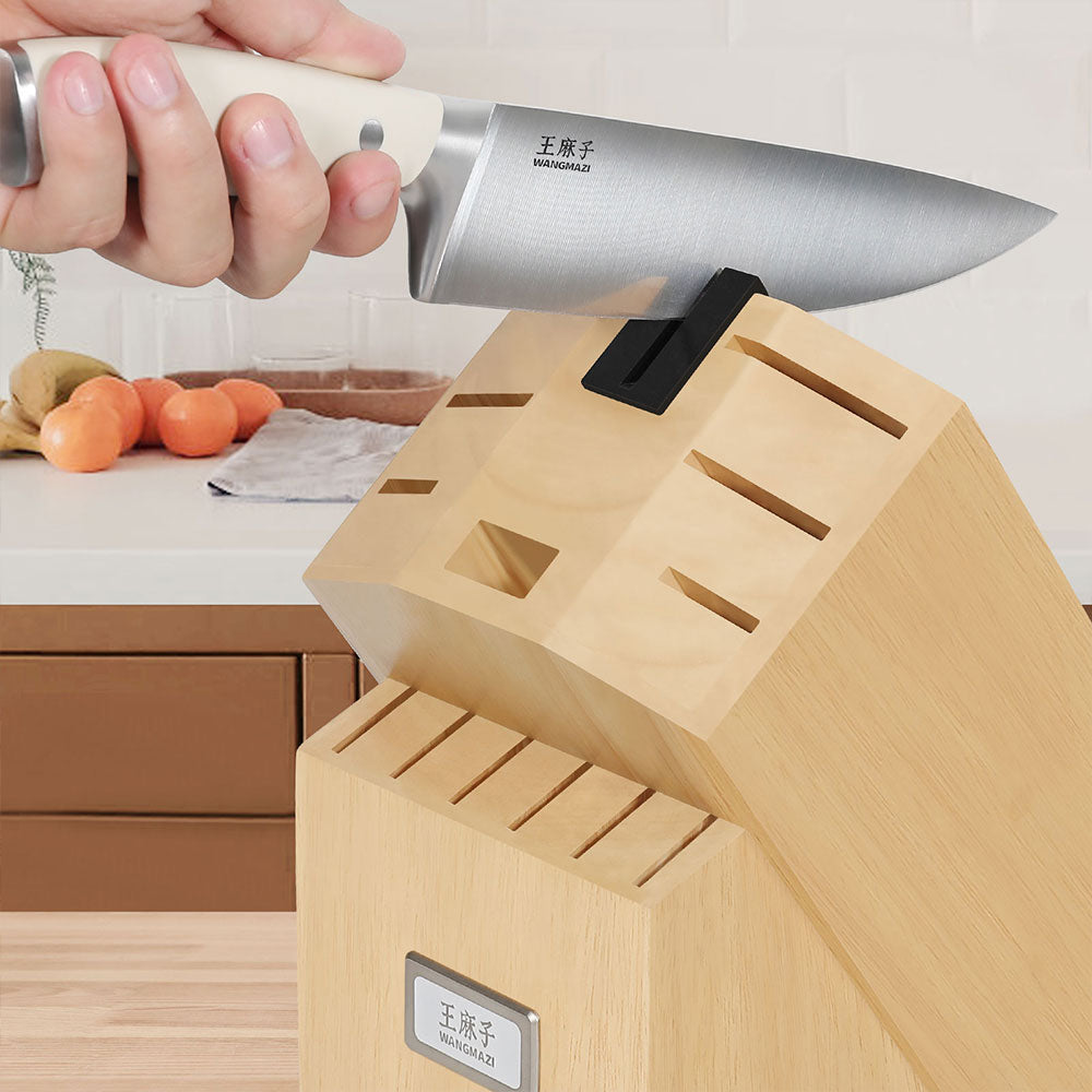 A 15-piece knife set with a built-in sharpener can be a convenient and practical choice for any kitchen. The built-in sharpener ensures that your knives stay sharp, making it easier to maintain them without needing a separate sharpening tool.