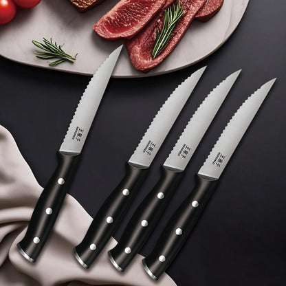 WANGMAZI 4-Piece Steak Knife Set(Black)