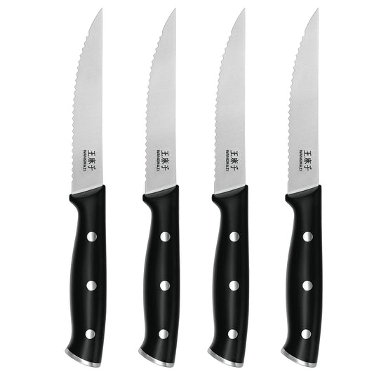 WANGMAZI 4-Piece Steak Knife Set(Black)
