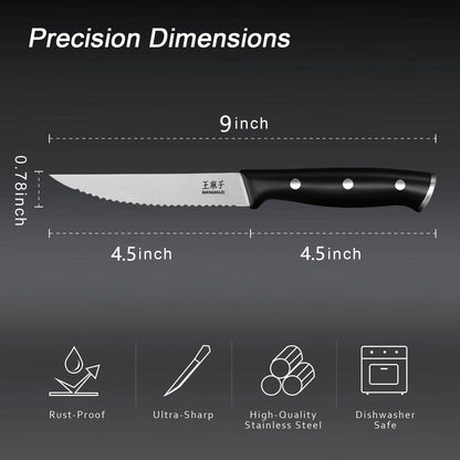 WANGMAZI 4-Piece Steak Knife Set(Black)