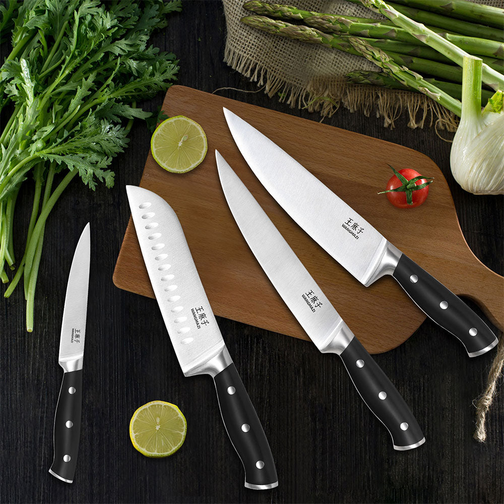 The Wangmazi 15-Piece Knife Set offers high performance at a more accessible price point than professional-grade options. The ergonomic, triple-riveted handles ensure superior comfort and precise control during use.