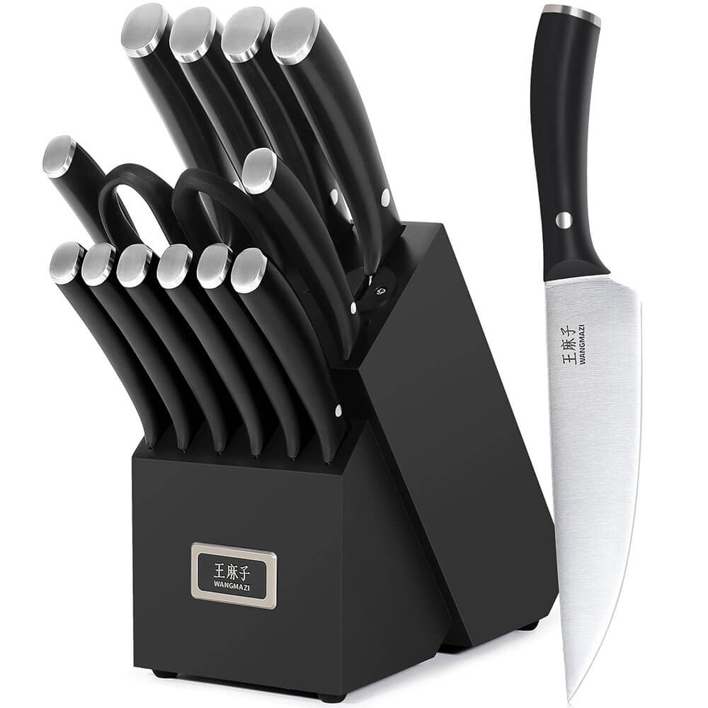 This elegant black knife set seamlessly combines modern craftsmanship with traditional techniques. Each knife is expertly crafted by artisans with decades of experience, blending timeless beauty with advanced technology to deliver exceptional quality, precision, and performance. The sleek black design adds sophistication to your kitchen, making this set a perfect balance of style and function.