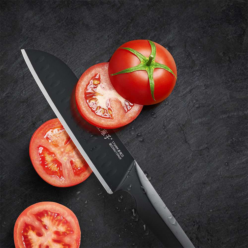 Crafted from high-quality German stainless steel, this versatile kitchen knife is designed for superior performance. Its ultra-sharp edge ensures effortless cutting, slicing, and dicing, making it ideal for a wide range of food preparation tasks.