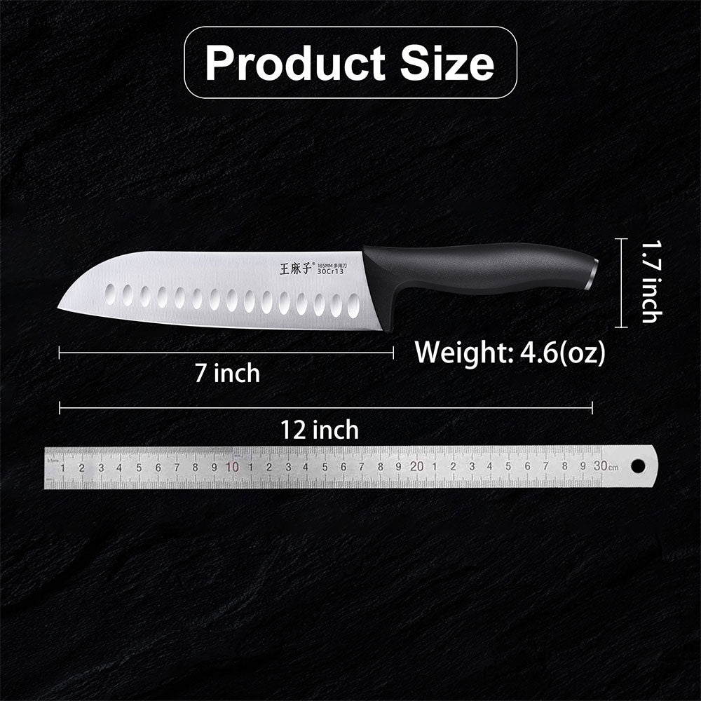 7-Inch Santoku Knife weighing just 4.6 oz, this knife is easy to handle, providing excellent control and comfort during use. Designed for convenience, this knife is easy to clean, making it a practical choice for any kitchen. Enjoy hassle-free maintenance and keep your knife in top condition.